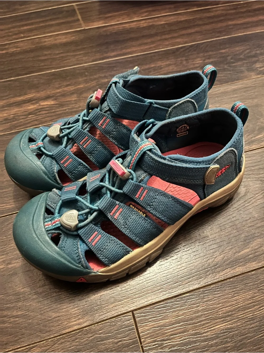 Keen Teal and Burgundy Kids Outdoor Sandals